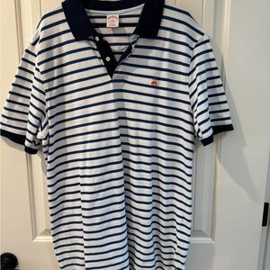 Brooks Brothers Navy and White Striped Polo Shirt